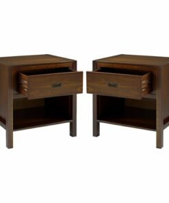 Walker Edison - 2-Piece Modern Solid Wood Nightstand Set - Walnut