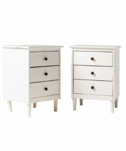 Walker Edison - Classic Minimal 3-Drawer Nightstand set of 2 - White