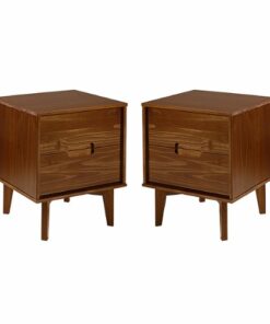 Walker Edison - Mid Century Solid Wood Nightstand set of 2 - Walnut