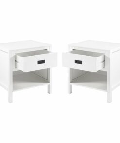 Walker Edison - 2-Piece Modern Solid Wood Nightstand Set - White