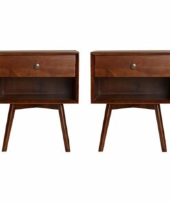 Walker Edison - Mid Century Open Cubby Nightstand set of 2 - Walnut