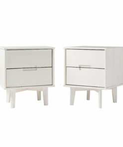 Walker Edison - Mid Century Solid Wood Nightstand set of 2 - White