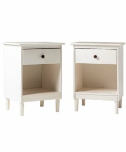 Walker Edison - Classic Wood 1-Drawer Nightstand set of 2 - White