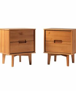 Walker Edison - Mid Century Solid Wood Nightstand set of 2 - Caramel