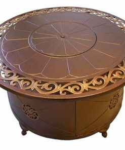 AZ Patio Heaters - Outdoor Aluminum Propane Fire Pit with Scroll Design - Hammered Bronze