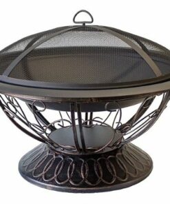 AZ Patio Heaters - Wood Burning Fire Pit with Scroll Design - Black
