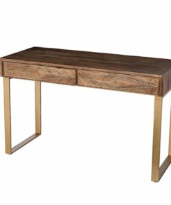 SEI Furniture - Astorland Reclaimed 2-Drawer Wood Desk - Natural and antique brass finish