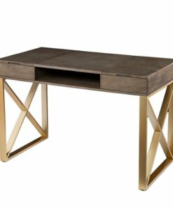 SEI Furniture - Bardmont Desk with Lift-Top Storage - Gray and gold finish