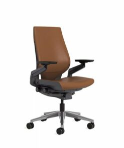 Steelcase - Gesture Wrapped Back Office Chair in Leather - Saddle