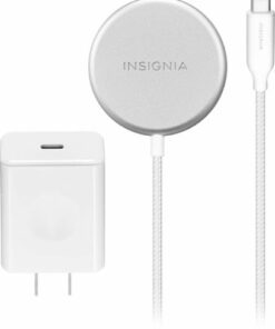 Insignia™ - Magnetic 7.5W Wireless Charger for iPhone 12 and 13 MagSafe Compatible Devices includes Wall Charger - Silver