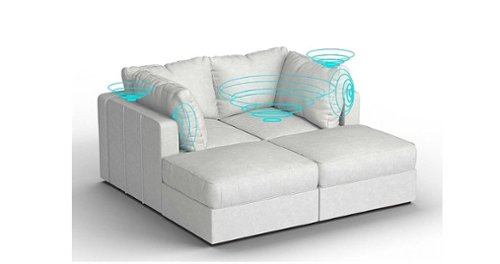 Lovesac - 4 Seats + 4 Sides Corded Velvet & Lovesoft with 6 Speaker Immersive Sound + Charge System - Sky Grey