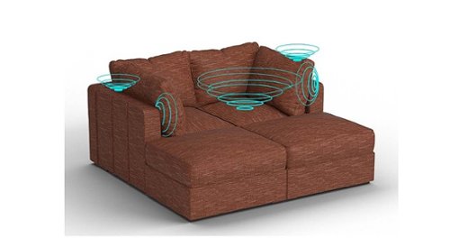 Lovesac - 4 Seats + 4 Sides Rained Chenille & Lovesoft with 6 Speaker Immersive Sound + Charge System - Terracotta