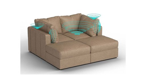 Lovesac - 4 Seats + 4 Sides Combed Chenille & Lovesoft with 6 Speaker Immersive Sound + Charge System - Taupe
