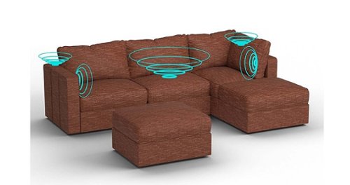 Lovesac - 5 Seats + 5 Sides Rained Chenille & Standard Foam with 8 Speaker Immersive Sound + Charge System - Terracotta