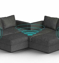 Lovesac - 7 Seats + 8 Sides Corded Velvet & Standard Foam with 8 Speaker Immersive Sound + Charge System - Charcoal Grey