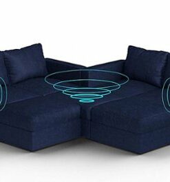 Lovesac - 7 Seats + 8 Sides Corded Velvet & Standard Foam with 6 Speaker Immersive Sound + Charge System - Sapphire Navy