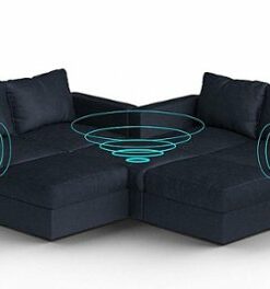 Lovesac - 7 Seats + 8 Sides Corded Velvet & Standard Foam with 6 Speaker Immersive Sound + Charge System - Midnight Navy