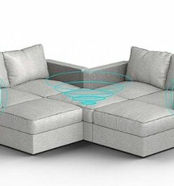 Lovesac - 7 Seats + 8 Sides Luxe Chenille & Standard Foam with 10 Speaker Immersive Sound + Charge System - Tonal Sterling