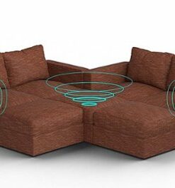 Lovesac - 7 Seats + 8 Sides Rained Chenille & Lovesoft with 10 Speaker Immersive Sound + Charge System - Terracotta