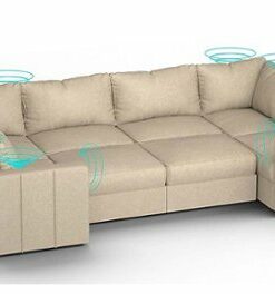 Lovesac - 8 Seats + 10 Sides Combed Chenille & Standard Foam with 10 Speaker Immersive Sound + Charge System - Tan