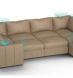 Lovesac - 8 Seats + 10 Sides Combed Chenille & Standard Foam with 10 Speaker Immersive Sound + Charge System - Taupe