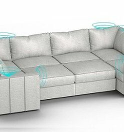 Lovesac - 8 Seats + 10 Sides Luxe Chenille & Standard Foam with 10 Speaker Immersive Sound + Charge System - Tonal Sterling