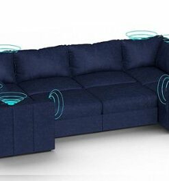 Lovesac - 8 Seats + 10 Sides Corded Velvet & Standard Foam with 6 Speaker Immersive Sound + Charge System - Sapphire Navy