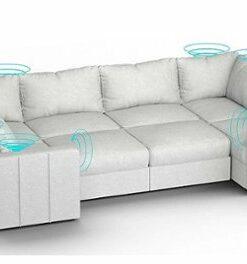 Lovesac - 8 Seats + 10 Sides Corded Velvet & Standard Foam with 10 Speaker Immersive Sound + Charge System - Sky Grey