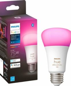 Philips - Geek Squad Certified Refurbished Hue White and Color Ambiance A19 Bluetooth 75W Smart LED Bulb