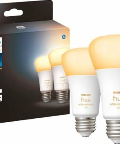 Philips - Geek Squad Certified Refurbished Hue White Ambiance A19 Bluetooth 75W Smart LED Bulbs (2-pack)