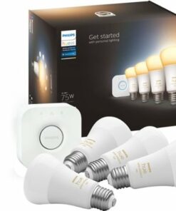 Philips - Geek Squad Certified Refurbished Hue White Ambiance A19 Bluetooth 75W Smart LED Starter Kit