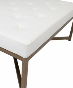 Studio Designs - Camber Indoor Square Modern Leather and LeatherTufted Cocktail Ottoman - White