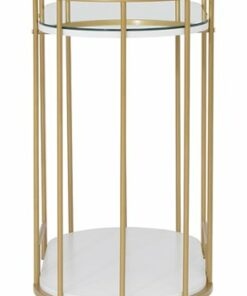 Studio Designs - Pavillion Oval 2-Tier Metal and Glass Bar Cart - Gold