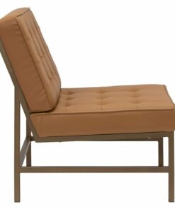 Studio Designs - Ashlar Modern Metal Frame and Blended Leather Accent Chair - Caramel