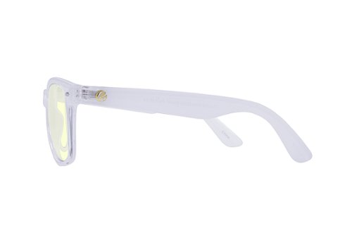 Crusheyes - NOSTALGIC; 45% Blue Light Filtration, Anti-Fog Coating, Anti-Reflective Mirror, Comfort-LITE Frame, Lifetime Warranty - Gloss Crystal Clear Front + White Inlay