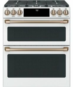 Café - 6.7 Cu. Ft. Slide-In Double Oven Gas True Convection Range with Built-In WiFi - Matte White