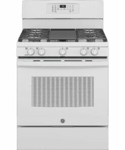GE - 5.0 Cu. Ft. Freestanding Gas Convection Range with Self-Steam Cleaning and No-Preheat Air Fry - White on White