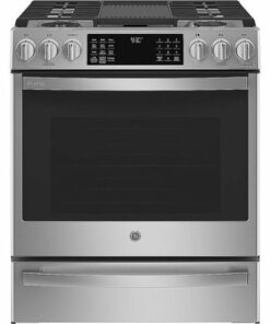 GE Profile - 5.7 Cu. Ft. Slide-In Dual Fuel True Convection Range with No Preheat Air Fry and Wi-Fi - Stainless steel