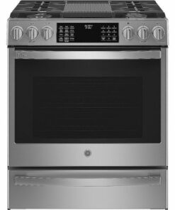 GE Profile - 5.6 Cu. Ft. Slide-In Gas True Convection Range with Built-In WiFi and Hot Air Frying - Stainless steel