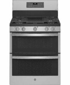 GE Profile - 6.8 Cu. Ft. Frestanding Double Oven Gas True Convection Range with No-Preheat Air Fry - Stainless steel