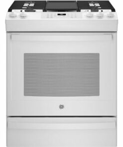 GE - 5.6 Cu. Ft. Slide-In Gas Convection Range with Self-Steam Cleaning, Built-In Wi-Fi, and No-Preheat Air Fry - White on White