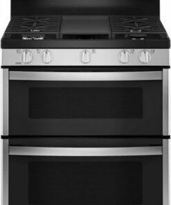 GE - 6.8 Cu. Ft. Freestanding Double-Oven Gas Convection Range with Self-Steam Cleaning and No-Preheat Air Fry - Stainless steel