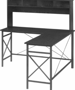 Insignia™ - L-Shaped Computer Desk with Hutch - Black