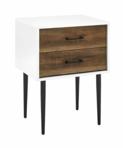 Walker Edison - Contemporary 2-Drawer Nightstand - White/Rustic Oak
