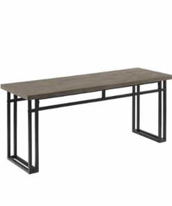 Walker Edison - Modern and Metal Wood Dining Bench - Grey Hickory
