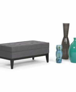 Simpli Home - Castlerock Storage Ottoman - Slate Grey