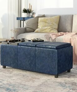 Simpli Home - Avalon Storage Ottoman - Denim Blue