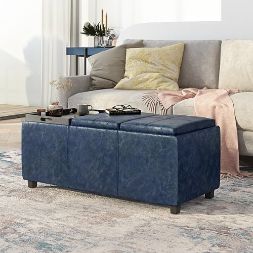Simpli Home - Avalon Storage Ottoman - Denim Blue