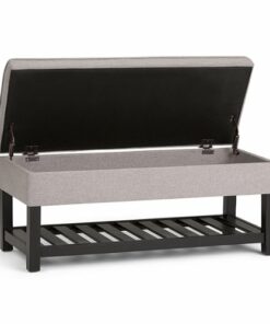 Simpli Home - Cosmopolitan Storage Ottoman Bench with Open Bottom - Cloud Grey