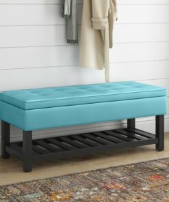 Simpli Home - Cosmopolitan Storage Ottoman Bench with Open Bottom - Soft Blue